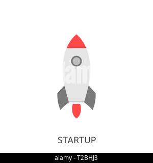 Startup. Business startup concept, rocket icon isolated Vector illustration Stock Vector