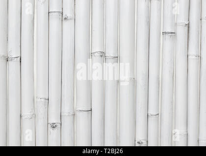 White painted bamboo wall texture or background Stock Photo