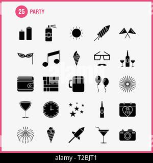 Party Solid Glyph Icon for Web, Print and Mobile UX/UI Kit. Such as: Calendar, Birthday, Date, Year, Juice, Drink, Glass, Party, Pictogram Pack. - Vec Stock Vector