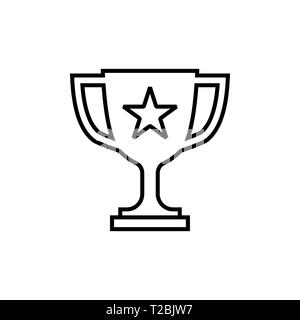 Trophy cup line icon in flat style Winner symbol Stock Vector