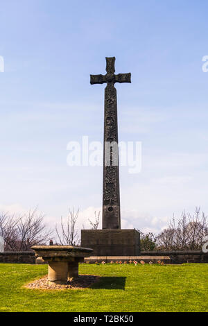 St.Cuthberts Cross outside the Cathedral at Durham,England, UK Stock Photo