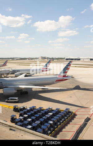 American Airlines aircraft parked on the tarmac at Miami International Airport in Florida, USA. Stock Photo