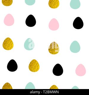 Easter seamless pattern with multicolored eggs on a white background. Vector illustration. Stock Vector