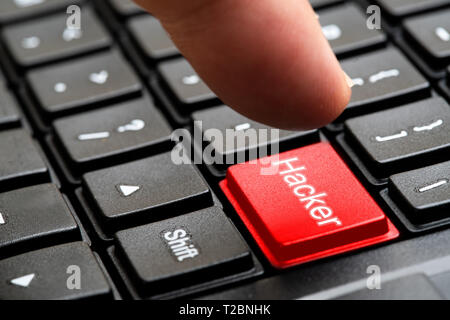 Hacker button on keyboard, selective focus , concept word Stock Photo