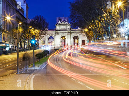 The Alcala arch (Puerta de Alcala) iconic door in the city of Madrid Stock Photo