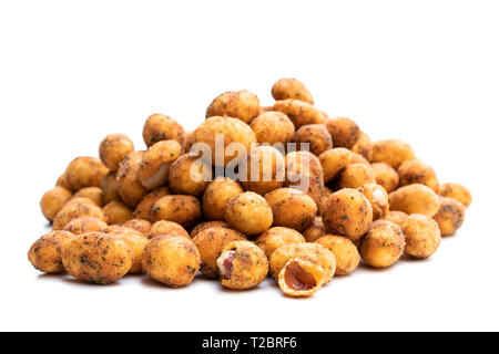 Crispy  chilli peanuts snacks isolated on white Stock Photo