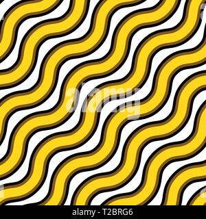 Modern vector seamless pattern. Repeating texture of wavy gold and black lines. Elegant decor abstract background with smooth zigzag lines Stock Vector