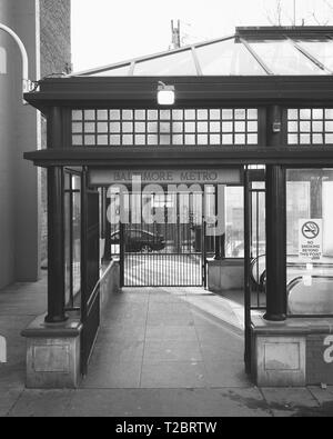 Entrance to the Johns Hopkins Hospital metro station in Baltimore, Maryland Stock Photo