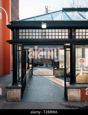 Entrance to the Johns Hopkins Hospital metro station in Baltimore, Maryland Stock Photo