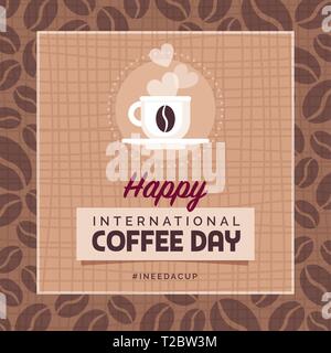 Happy International Coffee Day Social Media Post And Promotional Card With Cup Stock Vector Image Art Alamy