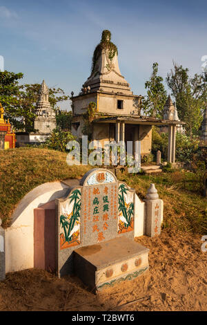 Cambodia, Kampong (Kompong) Cham, Banteay Prei Nokor, Chinese grave amongst chortens and stupas Stock Photo