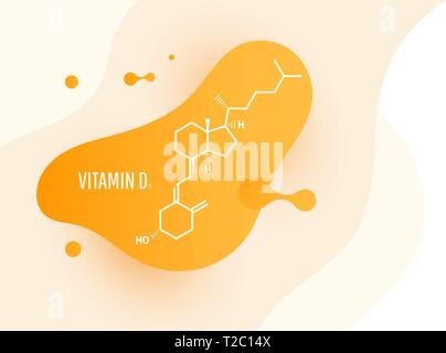 Cholesterol molecule. Vitamin D. Skeletal formula. Structural chemical formulas of calcitriol Stock Vector