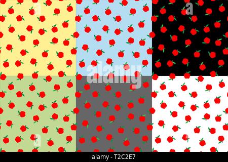 apple patterns for design. seamless background with apples. Autumn seasonal background, school. Stock Vector