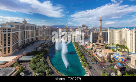 Panoramic view of World famous Las Vegas Strip Stock Photo