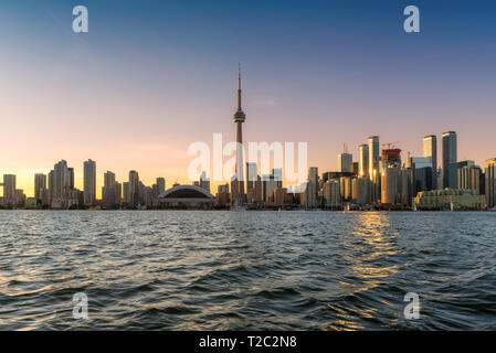 Beautiful Toronto city skyline at sunset  - Toronto, Ontario, Canada. Stock Photo