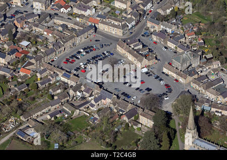 aerial view of the small Yorkshire town of Masham Stock Photo