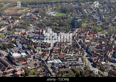 aerial view of Ripon city centre, North Yorkshire Stock Photo