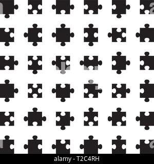 Set of black puzzle pieces. Jigsaw icon. Flat vector illustration Stock ...