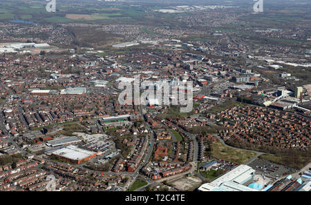 aerial view of the St Helens skyline, Merseyside Stock Photo