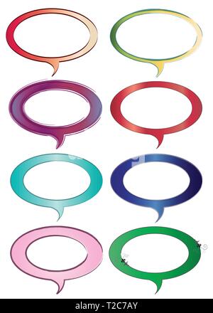 set of eight dialogue boxes vector - speech bubbles in multiple colors Stock Vector