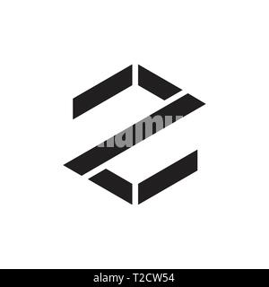 letter z simple geometric line hexagonal logo Stock Vector