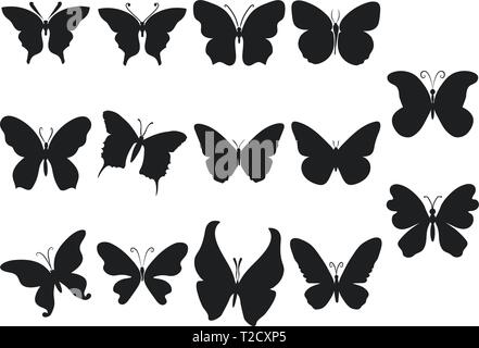 Butterfly silhouette set Stock Vector