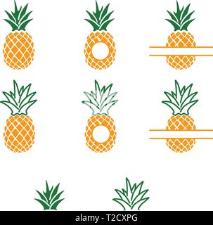 Pineapple silhouettes with monograms Stock Vector