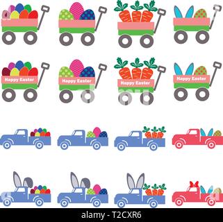Easter Truck Set Stock Vector