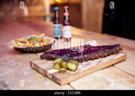 Pit Plate served at the Texas Smoker Stock Photo