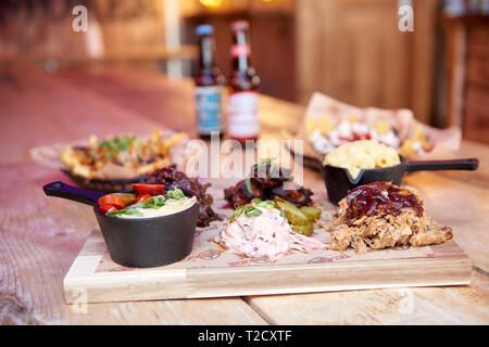 Pit Plate served at the Texas Smoker Stock Photo