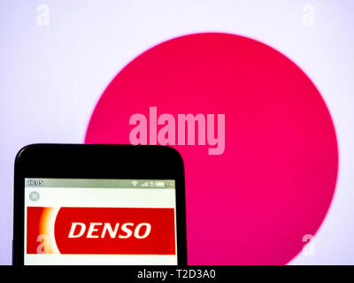 In this photo illustration a Denso Corporation logo seen displayed on a smart phone Stock Photo