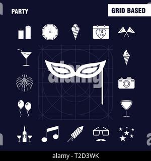 Party Solid Glyph Icon for Web, Print and Mobile UX/UI Kit. Such as: Calendar, Birthday, Date, Year, Juice, Drink, Glass, Party, Pictogram Pack. - Vec Stock Vector