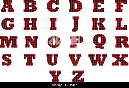 Alphabet Buffalo Plaid Stock Vector