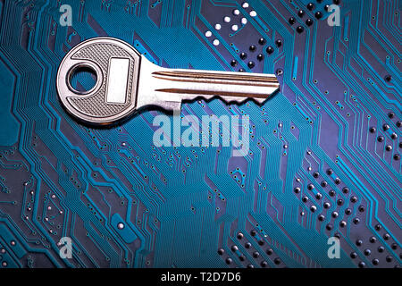 Background image of key on a microchip Stock Photo
