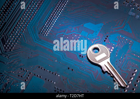 Background image of key on a microchip Stock Photo