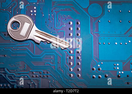 Background image of key on a microchip Stock Photo