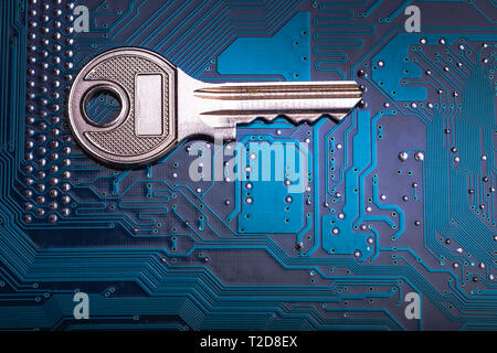 Background image of key on a microchip Stock Photo