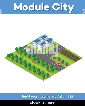 Isometric 3d Trees Forest Camping Nature Elements White Background For Landscape Design. Vector Illustration Isolated. Icons For City Maps, Games And  Stock Vector