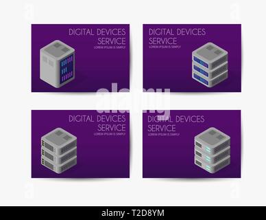 Set of digital template for services diverse card Stock Vector