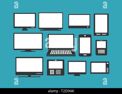 Set of Computer Parts Monitor Stock Vector