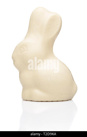 Delicious chocolate Easter bunny on white background Stock Photo