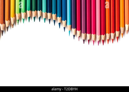 Color pencils isolated on white background. Copy space Stock Photo
