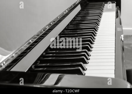 shot of a piano keyboard in black and white Stock Photo