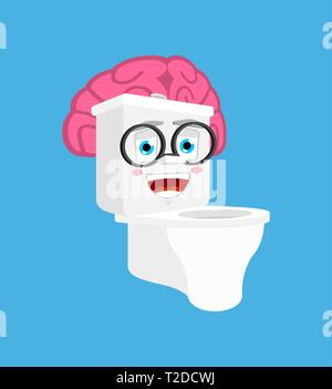 Smart Toilet bowl with brains isolated. lavatory Cartoon Style. toilet brainy Vector Stock Vector