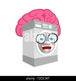 Smart Washer with brains isolated. lavatory in washing machine Cartoon Style. brainy Vector Stock Vector