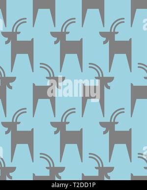 Mountain goat pattern seamless. Animal vector background beast Stock Vector
