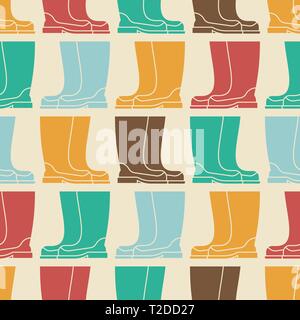 Rubber boots pattern seamless. riding boot background. Stock Vector