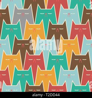 Multicolored cat pattern seamless. pet background. Vector Stock Vector