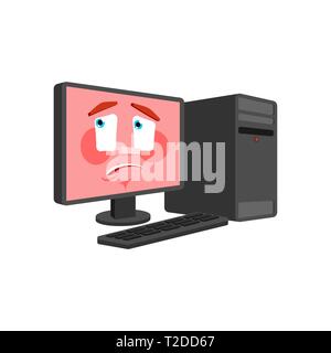 Computer oops emotion isolated. PC confused. data processor perplexed. surprise Vector illustration Stock Vector