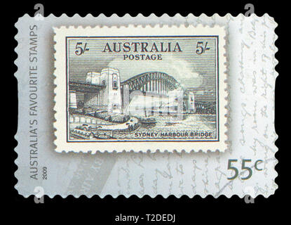 AUSTRALIA - CIRCA 2009: A stamp printed in Australia shows the Sydney Harbour Bridge, Favourite Stamps serie, circa 2009. Stock Photo